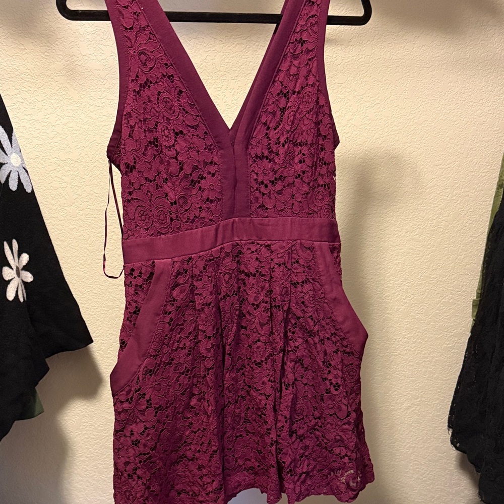 Free People Deep Red Lace Dress
